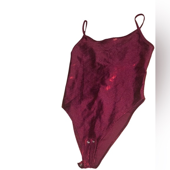 Shimmery Forever 21 Metallic Cami Bodysuit in Burgundy/Red - Picture 3 of 3